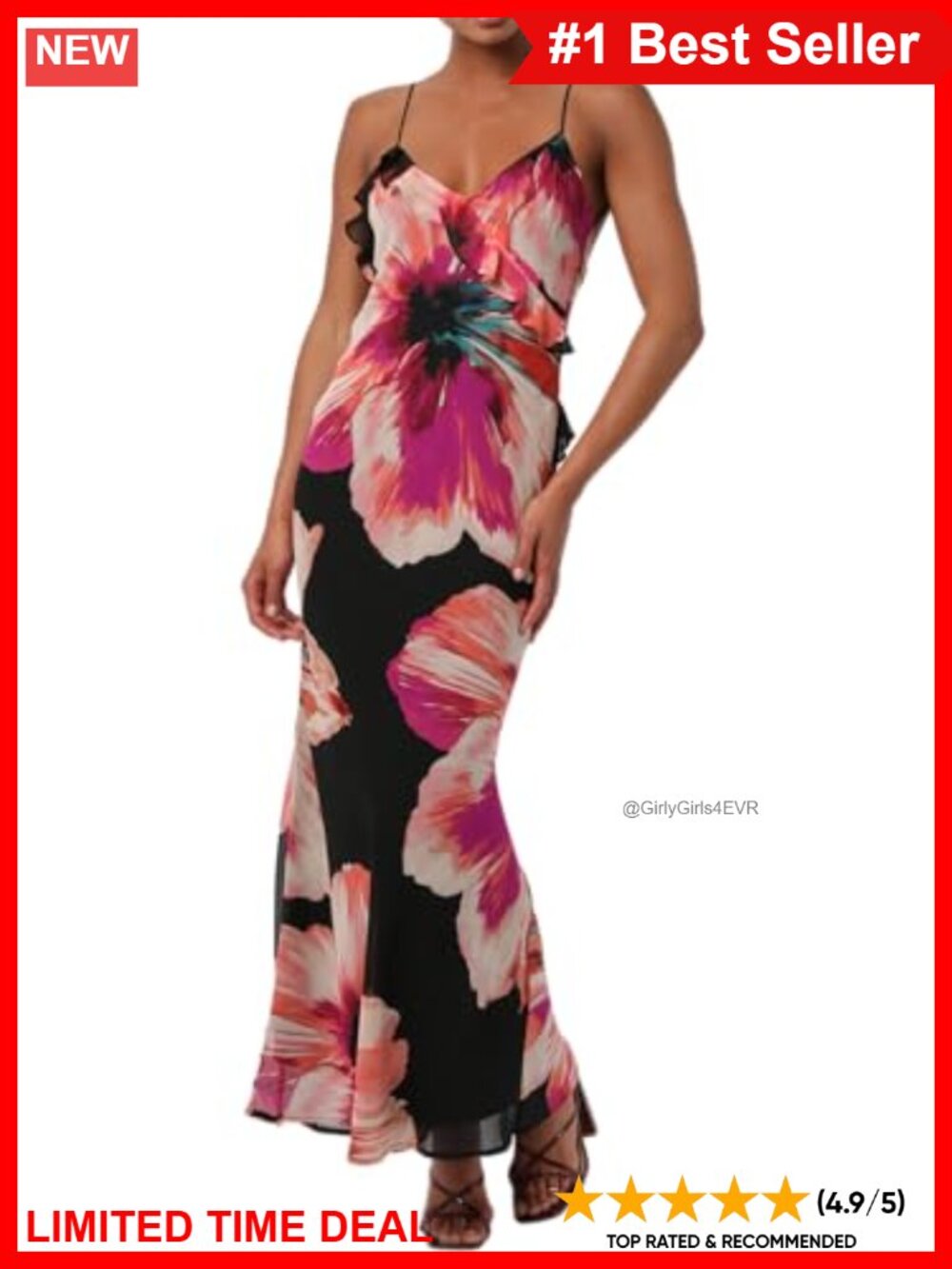 Lulus Sawyer Floral Chiffon Backless Maxi Dress Ruffle Slip